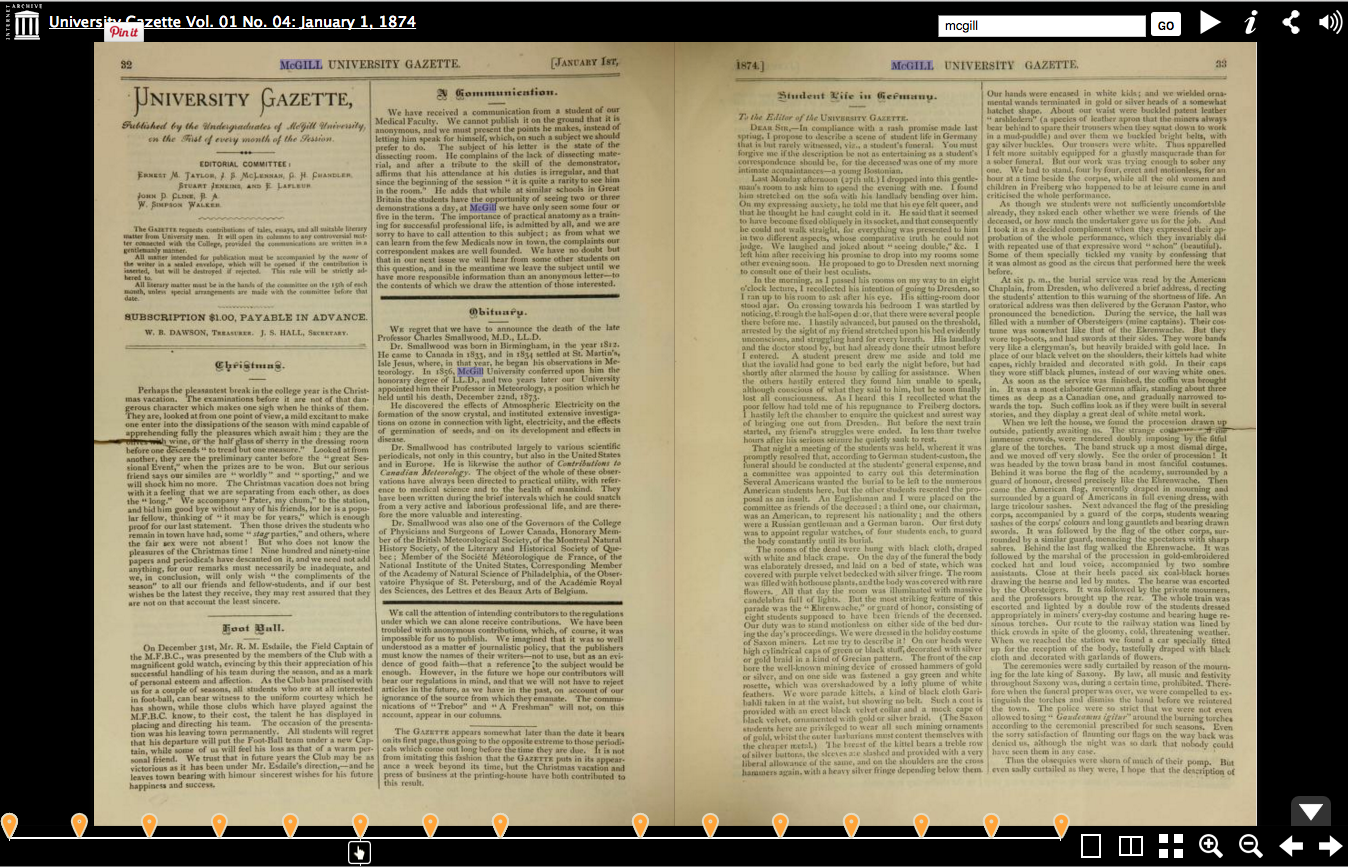 Searching for text inside the pages of the University Gazette Vol. 01 No. 04: January 1, 1874