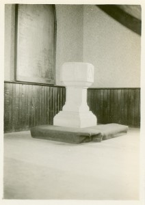  The baptismal font in Trinity Church, Bond Head, Ontario, where Sir William Osler was baptized by his father, Featherstone Lake Osler.
