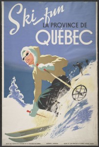 Ski Fun. Lithograph. Issued by the Province of Quebec tourist Bureau.