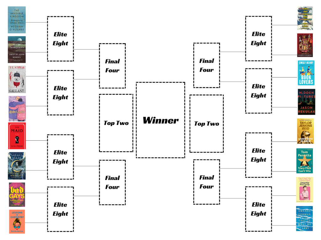 March Madness book brackets, full list of titles with hyperlinks available below.